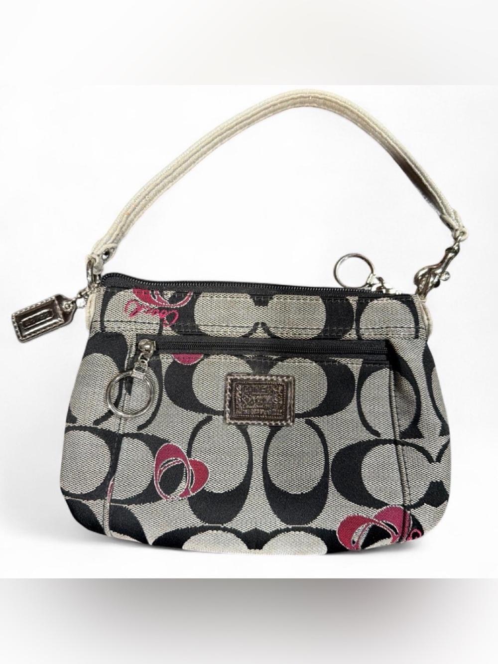 Poppy Heart Coach Black and Grey Signature Demi Bag ❤️